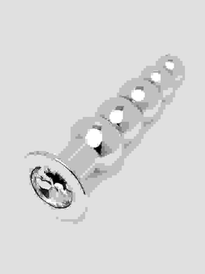 Lovehoney Power Jewel Beaded Aluminum Jeweled Butt Plug 5 inch, Silver, hi-res